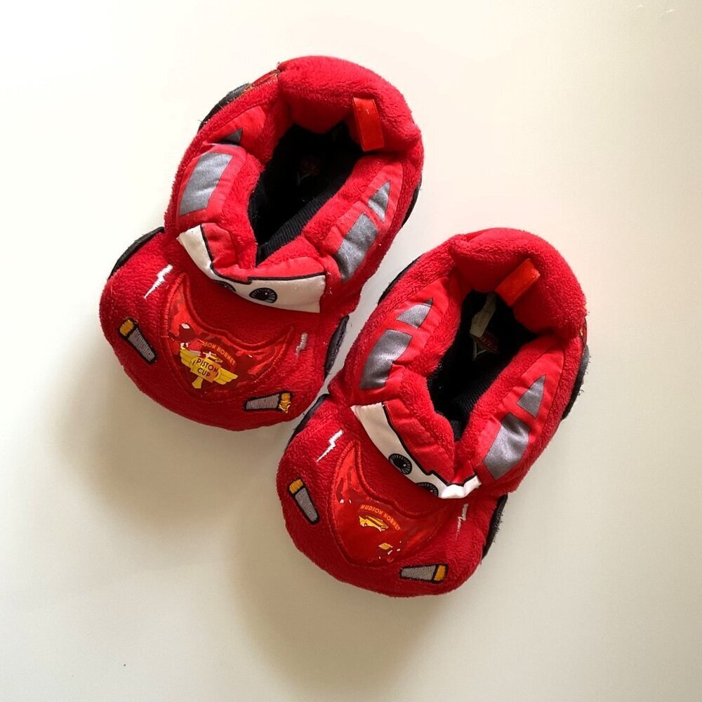 Disney Lightning McQueen Plush Slippers Unisex EUC